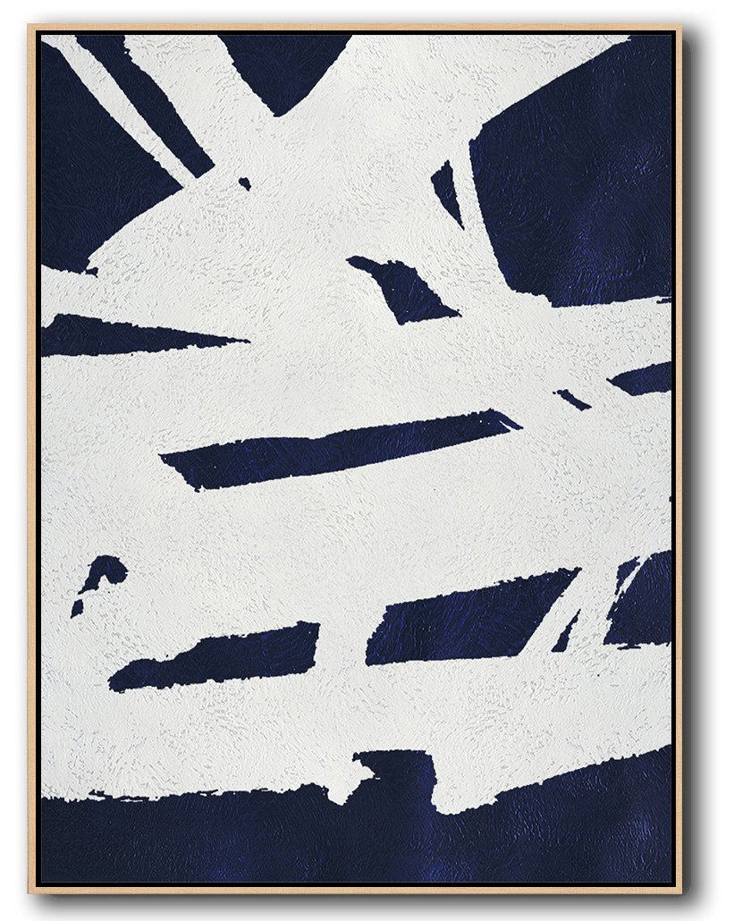 Buy Hand Painted Navy Blue Abstract Painting Online - Modern Paintings On Canvas Huge